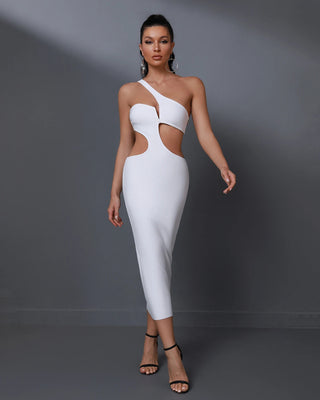 Ships in 1 to 3 Days - Sexy Cut-Out Night Club Style Women’s Dress - Luxury Mid-Length Sleeveless Sling Casual Evening Party Dress