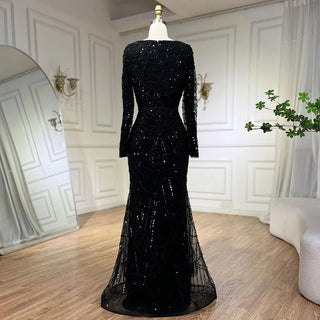 Ships in 1 to 3 Days - Muslim Hijab Mermaid Gown with Long Cape - 2024 Luxury Dubai Arabic Evening Dress for Formal Occasions