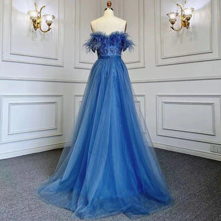 Dubai Blue Elegance: 2024 Luxury Beaded Mermaid Evening Gown with Elegant Overskirt - Dress for Women's Wedding Party