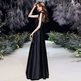 Elegant Black Sweetheart Satin A-Line Prom Dress - Evening Gown