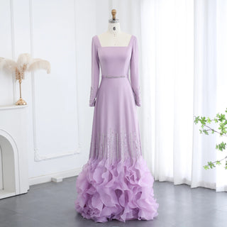 Luxury Lilac Ruffle Dubai Evening Dress for Women – Saudi Arabia 2025 Wedding Party Gown