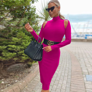 Ships in 1 to 3 Days - High-Quality Long Sleeve Cut-Out Backless Bodycon Bandage Dress - Elegant Casual Dress for Women