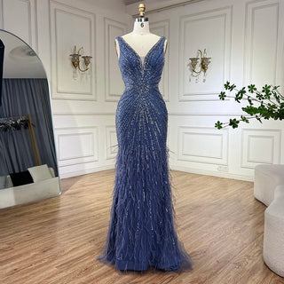 Luxury Dubai Caramel Spaghetti Strap Evening Dresses with Feathers For Women’s Wedding Party