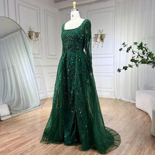 Elegant Green Split Mermaid Evening Gown 2024: Luxury Beaded Dubai for Women's Wedding Party