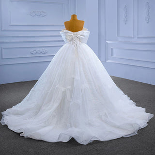 Princess Bow Modest Sleeveless Ball Gown Wedding Dress