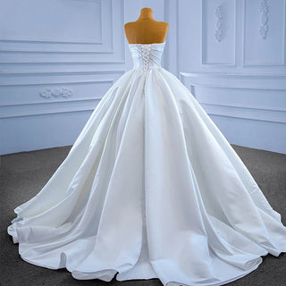 Minimalist Boat Neck Sleeveless Ball Gown Wedding Dress