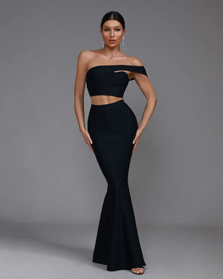 Elegant Black Bandage Skirt and Top Set - 2024 Women's Two-Piece Outfit