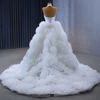 Elegant Halter Ruffle Wedding Bridal Dress for Women