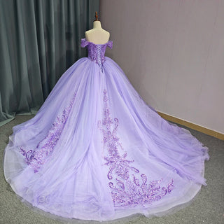 Elegant Purple Long Tail Quinceañera Dresses 2024 Empire