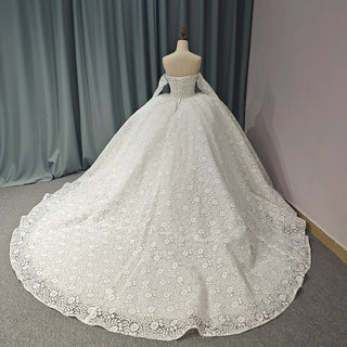 Beautiful Empire Waist Lace Sweetheart Wedding Dress with Floral Embellishments