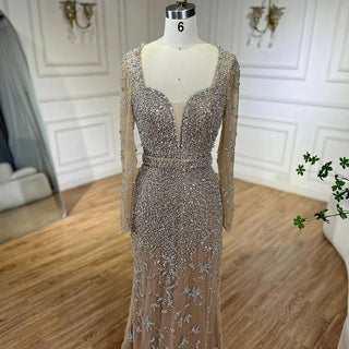 Ships in 1 to 3 Days - Arabic Caramel Mermaid Sweetheart Beaded Luxury Dubai Evening Dresses Gowns For Women Wedding Party 2024