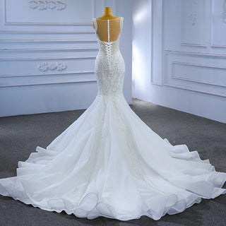 Chic Sequins Beaded Illusion Mermaid Wedding Dress for Women