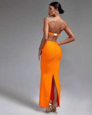 Strapless Cut-Out Bodycon Maxi Dress for Women 2024