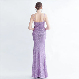 Sexy Women’s Strap Sequin Evening Maxi Dress