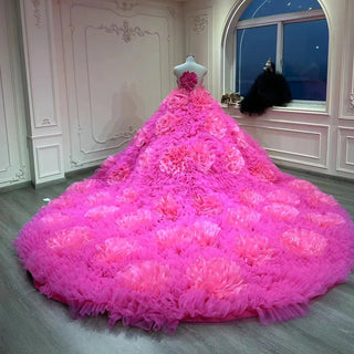 Elegant Fuchsia Sweetheart Puffy Quinceañera Dress for 21st Birthday Party