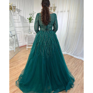 Luxury Dubai Feathers Lilac Evening Dresses: Elegant Emerald Green Arabic Formal Party Gowns for Women's Weddings