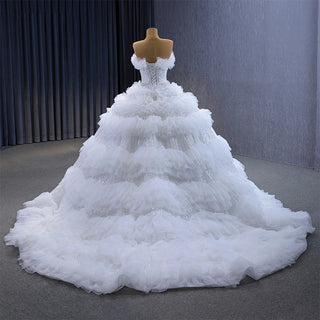 Beautiful Strapless Ruffle Ball Gown Wedding Dress for Girls