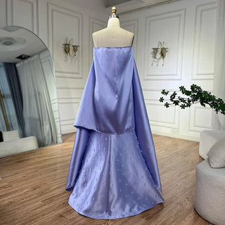 Ships in 1 to 3 Days - 2024 Lilac Spaghetti Strap Mermaid Evening Gown with Satin Shawl - Luxury Beaded Elegance for Women's Wedding Party