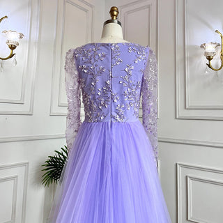 Lilac Muslim Mermaid Overskirt Beaded Luxury Evening Dress - Prom Gown for Women's Wedding Party 2024