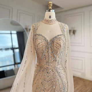 2024 Luxury Dubai Nude Sweetheart Mermaid Beaded Evening Gown for Women's Party