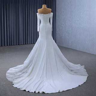 Elegant Satin Appliqued Flower Women's Mermaid Wedding Dress