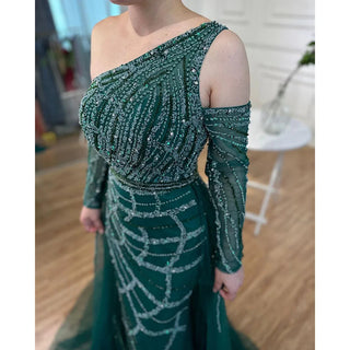 Green Elegant Floor Length Mermaid Evening Dress - 2024 Luxury Gown for Women