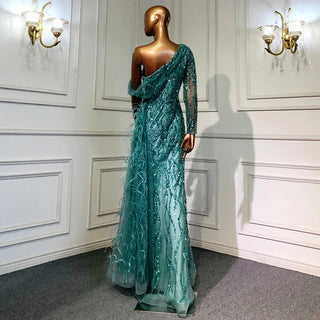 Turquoise Mermaid Overskirt Evening Dresses Gowns 2022 - Luxury Beaded Elegance for Women's Party