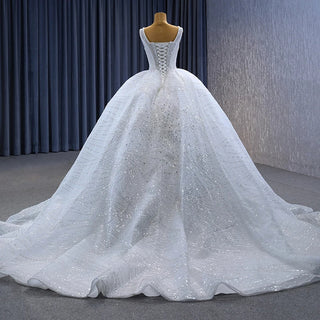 Elegant Square Collar Puffy Bridal Wedding Ball Gown Dresses