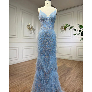 Ships in 1 to 3 Days - Pink Feathers Mermaid Evening Dress: 2024 Luxury Dubai Gown for Women's Wedding Party