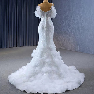 Princess Sleeveless Spaghetti Strap Mermaid Bridal Wedding Dress