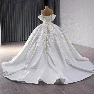 Beach Pearls Empire Satin Bridal Wedding Dress