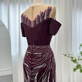 Luxury Burgundy Mermaid Dubai Evening Dress: Elegant Long Formal Gown for Women's Wedding Guest Party Arabic