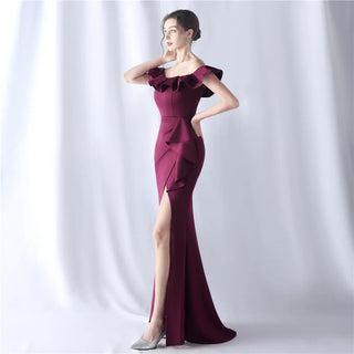 Sexy One-Shoulder Green Ruffle Evening Dress - Celebrity Maxi Party Dress for Women