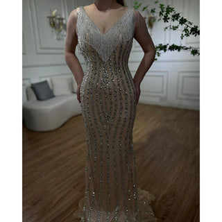 Luxury Sparkle Sleeveless Mermaid Evening Dress - Exquisite Beading, Sequined Details, Backless Design for a Sexy Fashion Statement