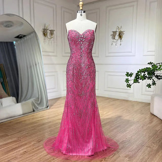 Feathered Fuchsia: 2024 Elegant Cap Sleeve Mermaid Evening Dress - Luxury Beaded Gown for Ladies' Wedding Party