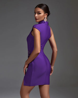 Ships in 1 to 3 Days - Latest Design Turtleneck One-Shoulder Casual Dress - Draped Splicing Slit Bodycon Sexy Mini Bandage Dress