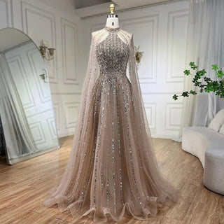 Ships in 1 to 3 Days - 2024 Arabic Turquoise A-Line Cap Sleeve Beaded Luxury Dubai Evening Dress: Gowns for Women's Wedding Party