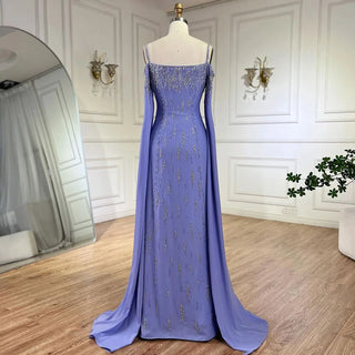 2024 Arabic Lilac Mermaid Cap Sleeve High Split Beaded Luxury Evening Dresses Gowns for Women's Wedding Party