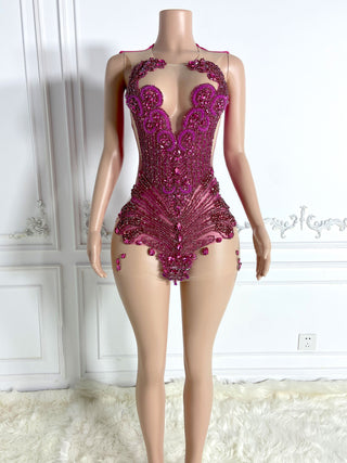 Elegant Beaded Mini Dress with Sheer Panels and Intricate Detailing