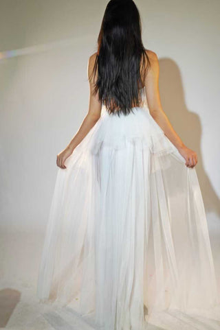 Ethereal High-Low Tulle Gown with Corset Bodice