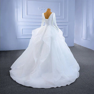 Satin Pure White Muslim Bridal Wedding Dress