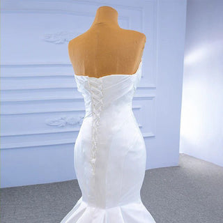 Ivory White Satin Strapless Mermaid Wedding Dress