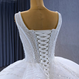 Elegant Square Collar Puffy Bridal Wedding Ball Gown Dresses