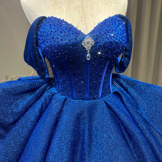 Glitter Royal Blue Sweetheart Empire Ball Gown Quinceañera Dress