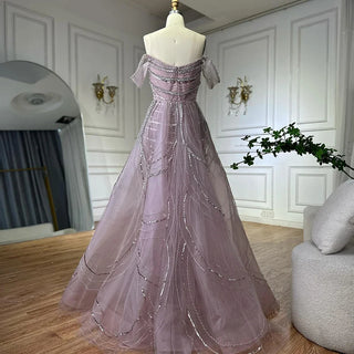 Pink Mermaid Beaded Evening Gown with Detachable Satin Overskirt – 2025 Arabic Luxury Design