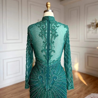 Emerald Elegance: Dubai's Luxury Heavy Beaded Evening Dresses for Women's Weddings, Muslim Arabic Events, and Champagne Formal Gowns (2024)