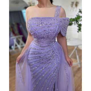 Ships in 1 to 3 Days - Turquoise Mermaid Evening Gown 2024: High Split, Luxury Beaded, Elegant for Women's Party