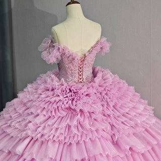 Elegant Pink Quinceañera Gown - Cake Dress