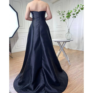 Elegant Long Arabic Evening Dress 2024 - Luxury Dubai Crystal Beaded Split for Black Women's Wedding Party Gowns