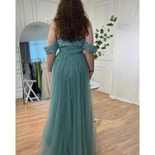 Nude Mermaid Elegant With Overskirt Off Shoulder Beaded Split Evening Dresses Gowns For Woman Party 2024